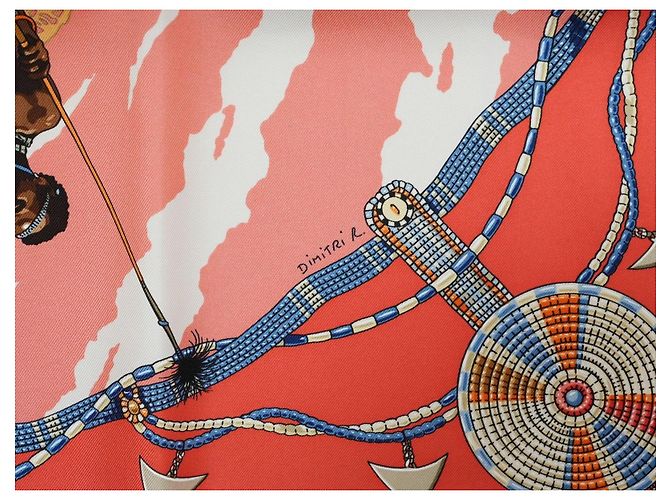Hermès Hermes Schal Perles Du Kenya 90 cm Seide orange rosa 1997 Carre Perle 35" AUC31944_0517 Braun Weiß Rot Blau Beige Golden - Ansicht 9