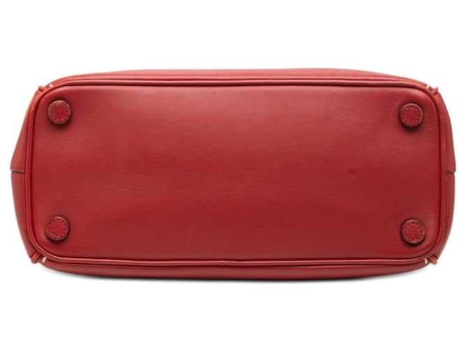 Borsa a mano Prada in pelle di vitello rosso con placca logo Triangle - vista 3