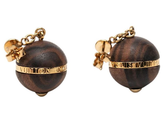 Orecchini Louis Vuitton Magnetic Boa Marrone D'oro - vista 2