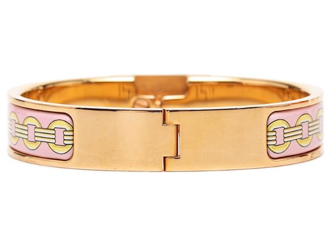 Hermès Bracciale Clic Anneau Hermes Rosa D'oro Giallo - vista 3
