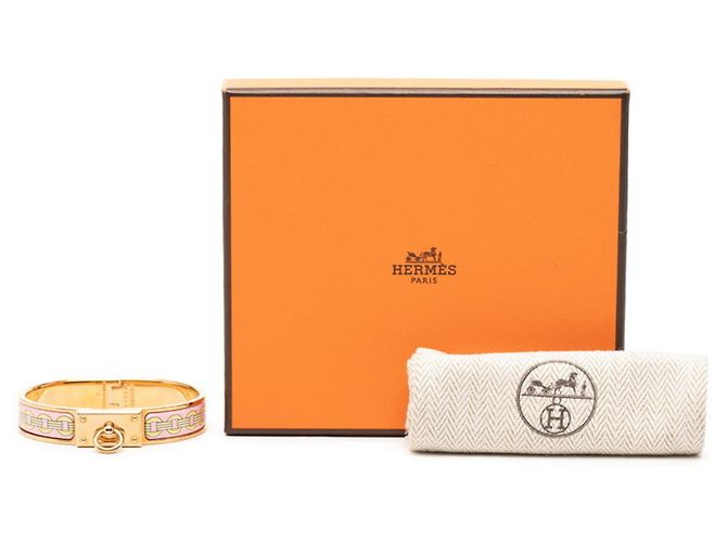 Hermès Bracciale Clic Anneau Hermes Rosa D'oro Giallo - vista 5