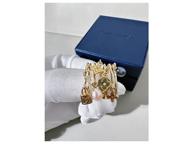 Louis Vuitton Antique Key Pearl Multi-Loop Ring Gelbgold Größe 53 Golden - Ansicht 3