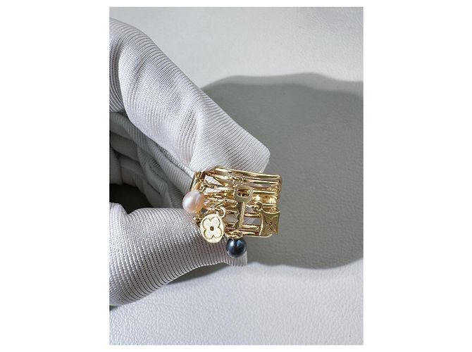 Louis Vuitton Antique Key Pearl Multi-Loop Ring Gelbgold Größe 53 Golden - Ansicht 6