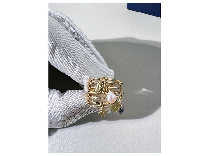 Louis Vuitton Antique Key Pearl Multi-Loop Ring Gelbgold Größe 53 Golden - Ansicht 7