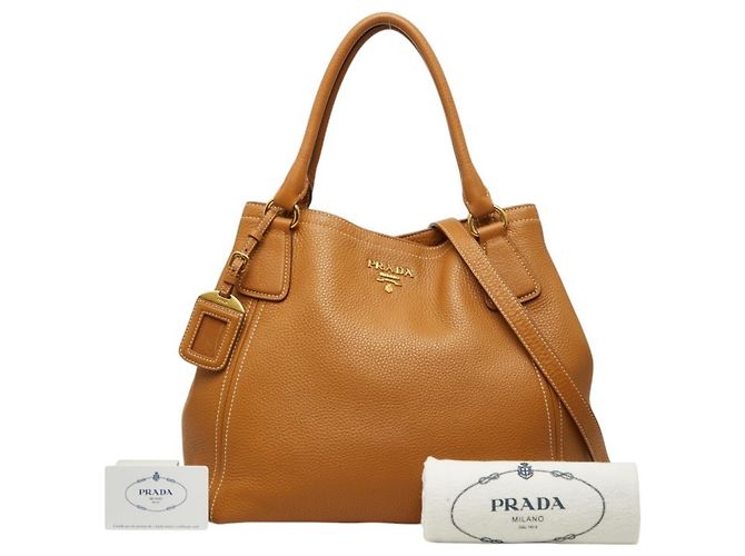 Prada Camel Leather Tote Bag Kamel - Ansicht 15
