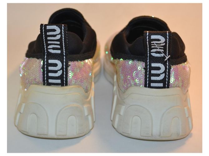 Miu Miu Sneaker mit Pailletten Pink Weiß Metallisch - Ansicht 3