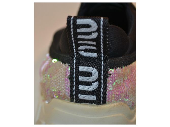 Miu Miu Sneaker mit Pailletten Pink Weiß Metallisch - Ansicht 4