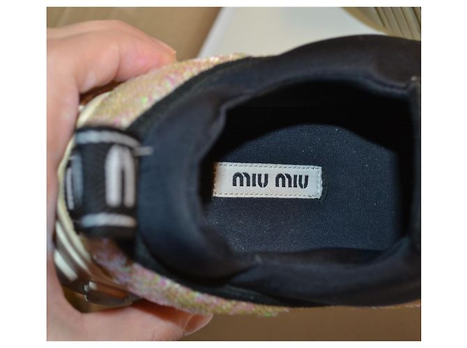 Miu Miu Sneaker mit Pailletten Pink Weiß Metallisch - Ansicht 6