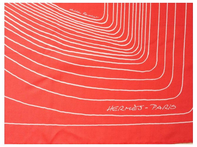 Hermès Sciarpa Hermes Pegase Paysage 140 cm Cachemire e seta sciarpa stola rossa Pegasus 56" AUC82786_0430 Rosso - vista 11