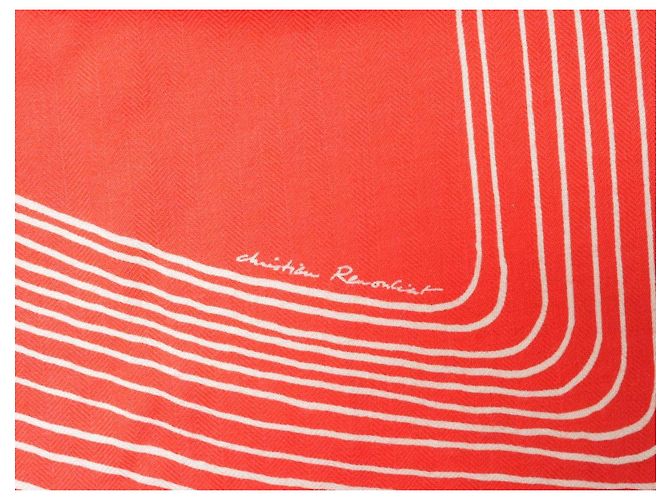 Hermès Sciarpa Hermes Pegase Paysage 140 cm Cachemire e seta sciarpa stola rossa Pegasus 56" AUC82786_0430 Rosso - vista 14