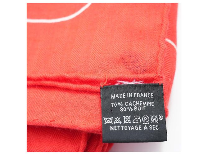 Hermès Sciarpa Hermes Pegase Paysage 140 cm Cachemire e seta sciarpa stola rossa Pegasus 56" AUC82786_0430 Rosso - vista 6