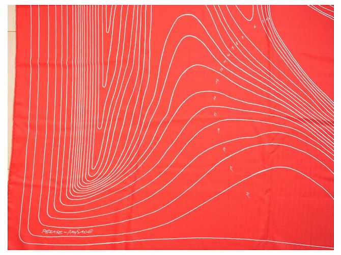 Hermès Sciarpa Hermes Pegase Paysage 140 cm Cachemire e seta sciarpa stola rossa Pegasus 56" AUC82786_0430 Rosso - vista 9