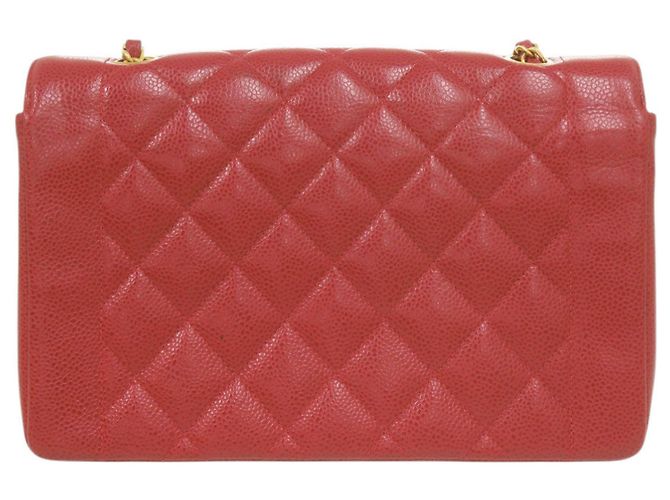 Borsa a Spalla Chanel Diana 25 Medium Caviar Skin Red Matelassé Rosso - vista 2