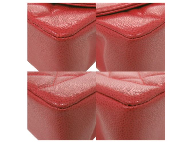 Borsa a Spalla Chanel Diana 25 Medium Caviar Skin Red Matelassé Rosso - vista 4