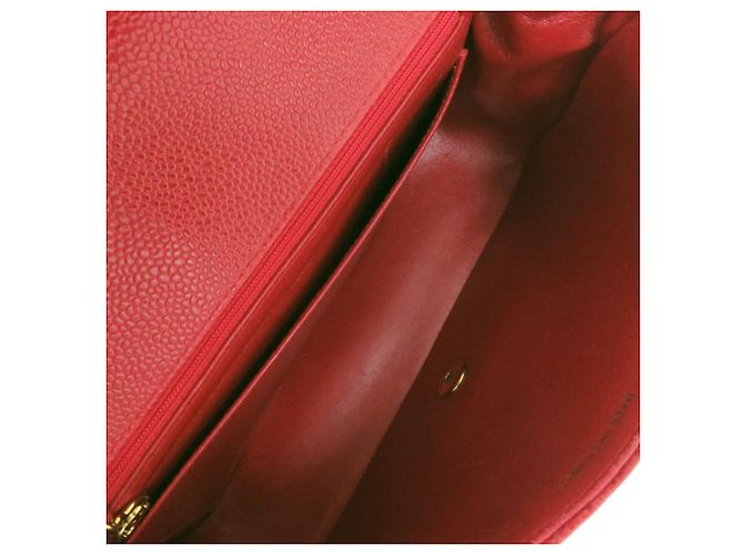 Borsa a Spalla Chanel Diana 25 Medium Caviar Skin Red Matelassé Rosso - vista 5