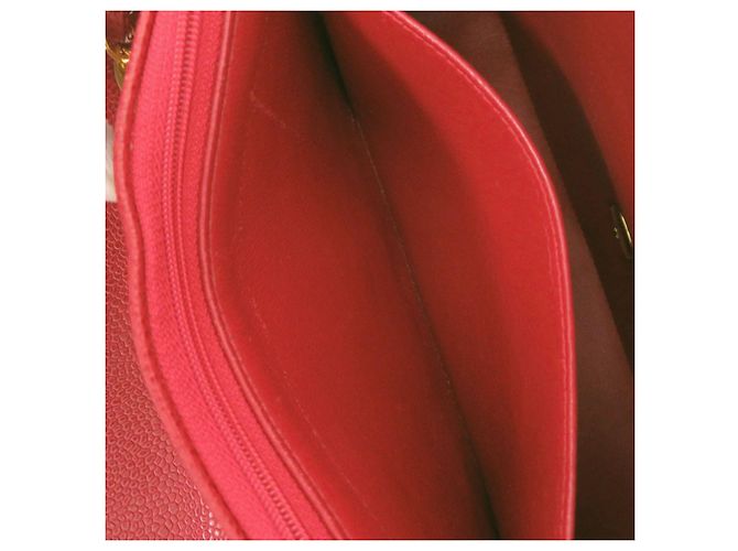 Borsa a Spalla Chanel Diana 25 Medium Caviar Skin Red Matelassé Rosso - vista 7