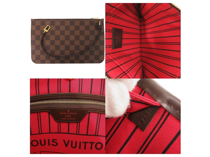 Borsa Louis Vuitton Neverfull MM Fuschia Damier ebene - vista 9
