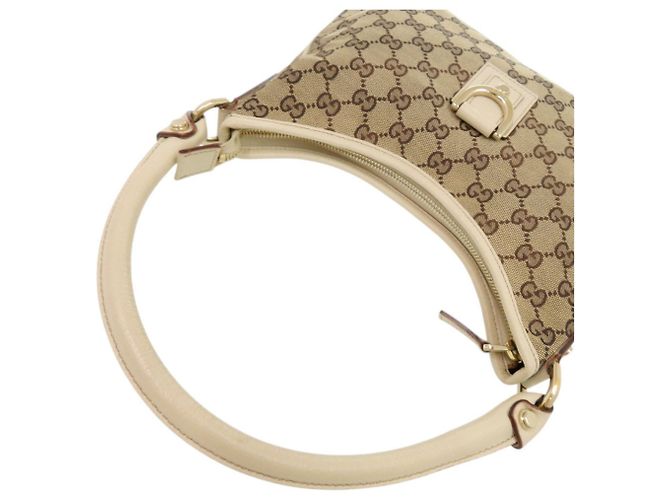 Borsa a Spalla Gucci Hobo Abbey 130738 Bianco Beige - vista 7