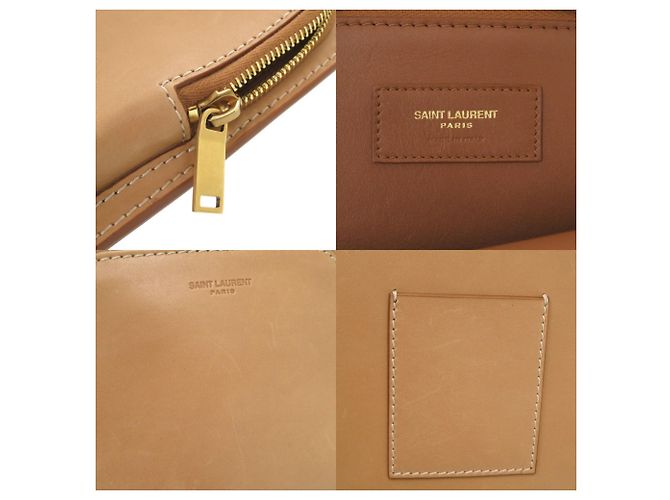 Borsa a tracolla in pelle beige Yves Saint Laurent - vista 8