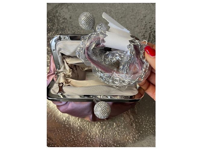 Weekend Max Mara Pasticcino bag in rosa in raso con cristalli Argento - vista 7