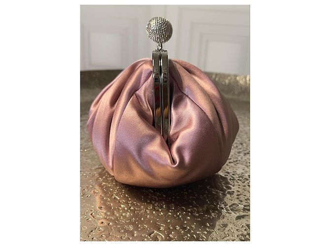 Weekend Max Mara Pasticcino bag in rosa in raso con cristalli Argento - vista 9