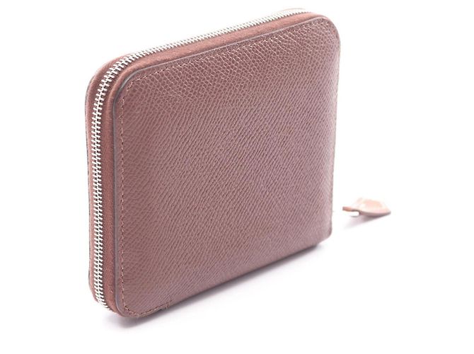 Hermès Cartera redonda compacta de seda Azap Hermes Castaño - vista 2