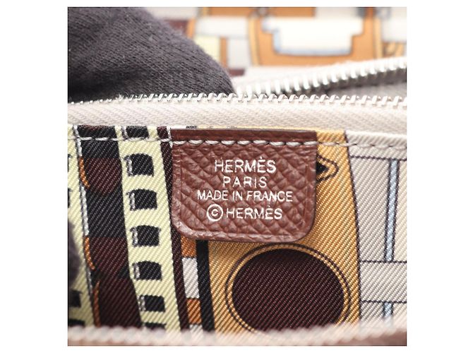 Hermès Cartera redonda compacta de seda Azap Hermes Castaño - vista 4