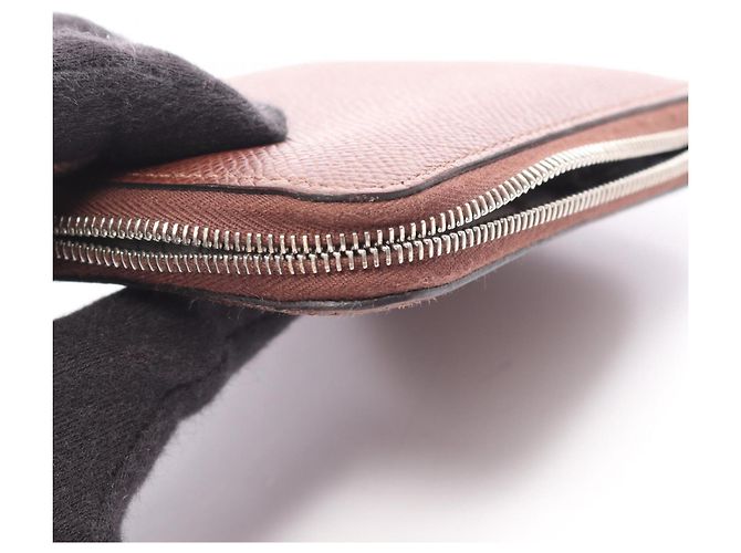 Hermès Cartera redonda compacta de seda Azap Hermes Castaño - vista 7