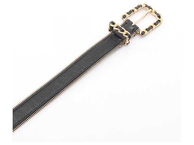 Cinturón de cuero Chanel Coco Mark Negro Dorado - vista 2