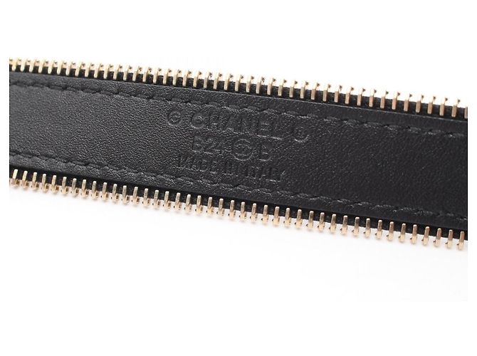 Cinturón de cuero Chanel Coco Mark Negro Dorado - vista 4