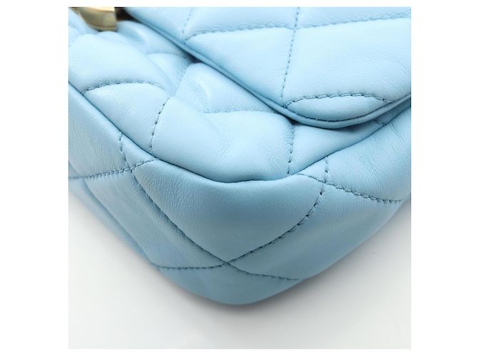 Borsa a Spalla Chanel Matelassé in Pelle di Agnello Blu - vista 10
