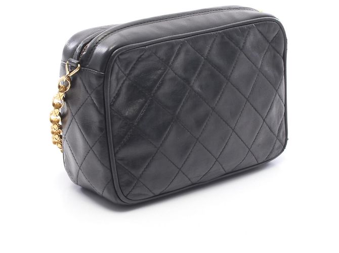 Mini borsa a tracolla con catena e frange in matelassé Chanel Nero - vista 2