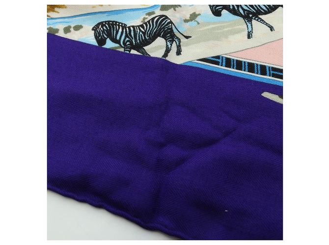 Hermès Sciarpa Hermes Carre Geant 140 Tropices Blu Multicolore - vista 11