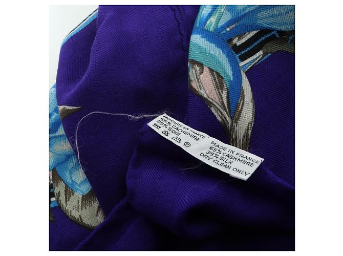 Hermès Sciarpa Hermes Carre Geant 140 Tropices Blu Multicolore - vista 12