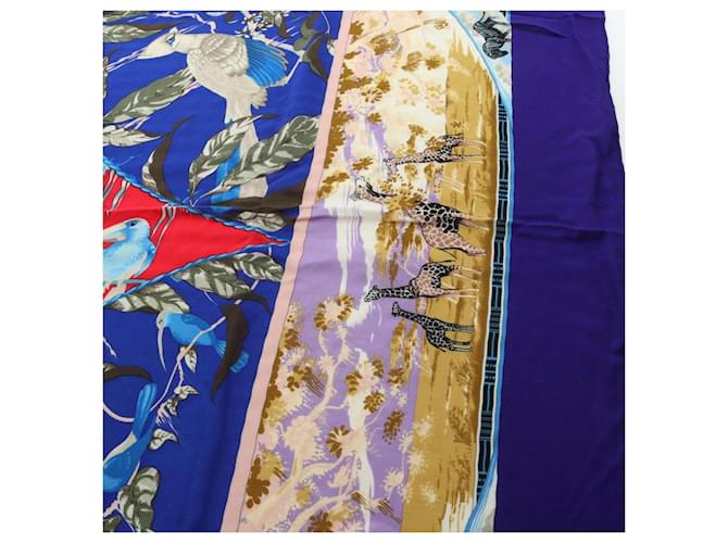 Hermès Sciarpa Hermes Carre Geant 140 Tropices Blu Multicolore - vista 5