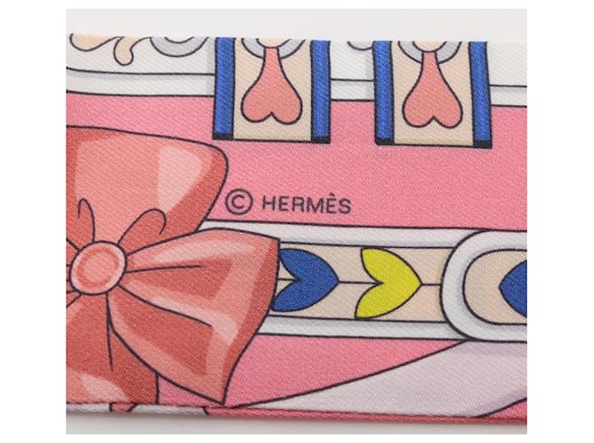 Hermès Hermes Twilly HARNAIS DE COEUR Sciarpa in seta Rosa Multicolore - vista 4