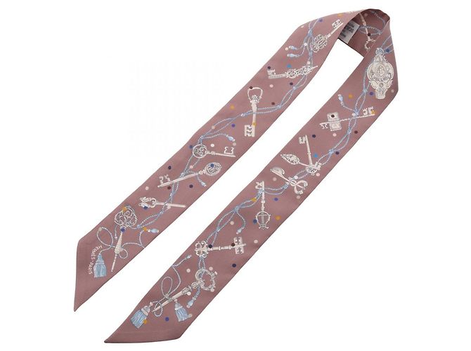 Hermès Hermes Twilly Les Cles a Pois Seidenschal Braun Mehrfarben - Ansicht 2