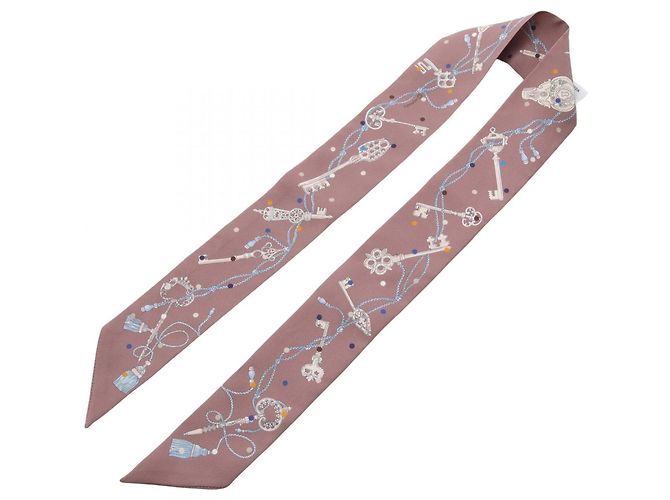 Hermès Hermes Twilly Les Cles a Pois Seidenschal Braun Mehrfarben - Ansicht 3