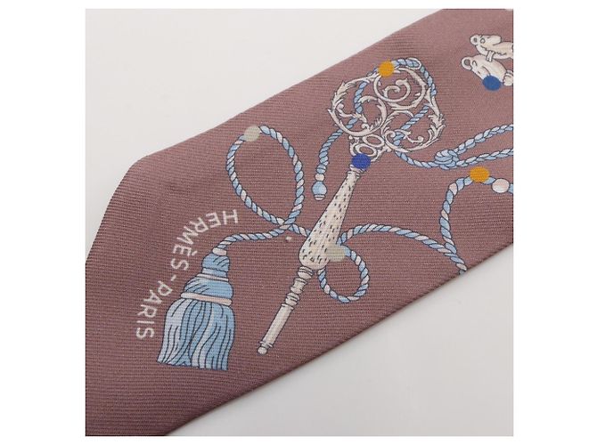 Hermès Hermes Twilly Les Cles a Pois Seidenschal Braun Mehrfarben - Ansicht 6