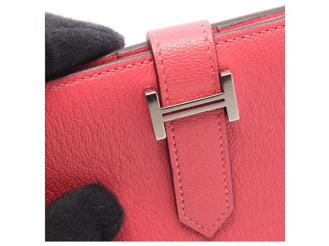 Cartera compacta bipliegue Hermès Bearn Rosa - vista 10