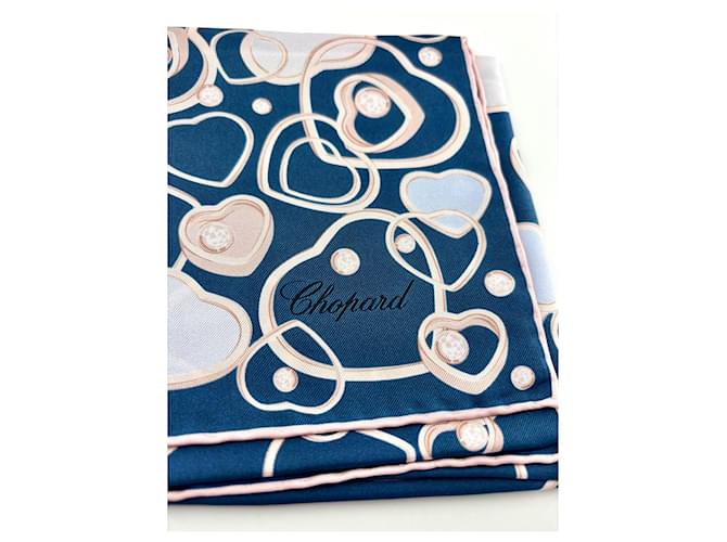 Foulard in seta Chopard Diamond & Hearts Rosa Bianco Blu Multicolore - vista 4