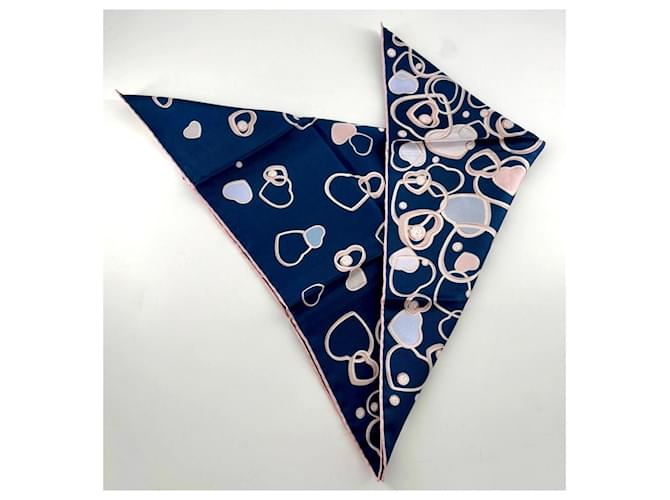 Foulard in seta Chopard Diamond & Hearts Rosa Bianco Blu Multicolore - vista 7