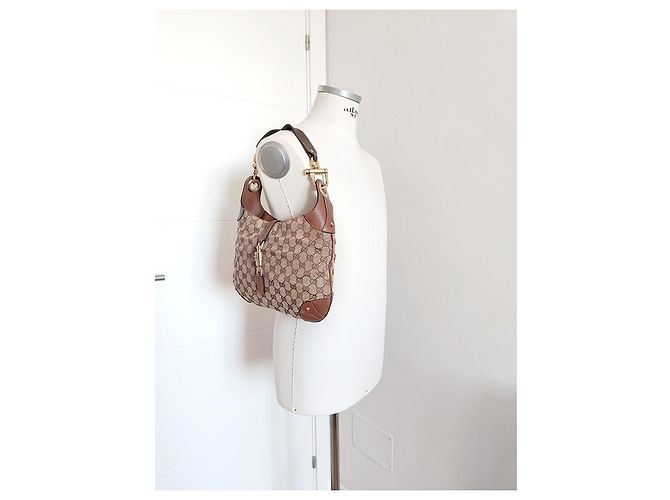 Borsa a tracolla Gucci Jackie Monogram Marrone e Pelle - vista 12