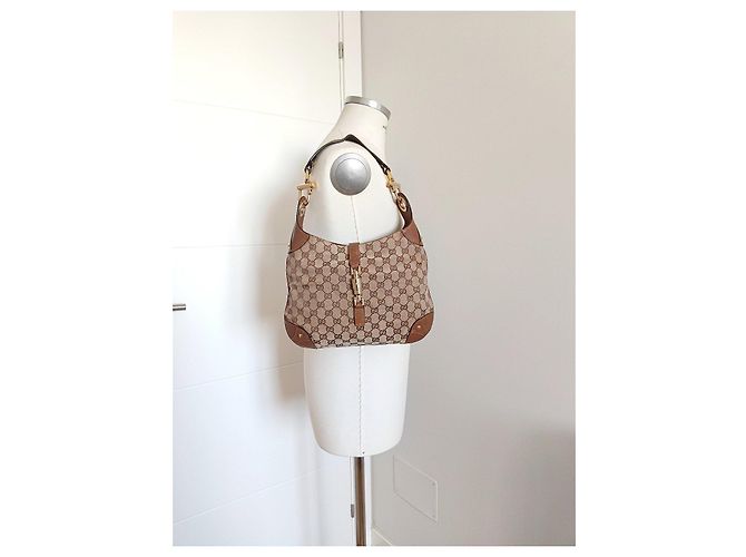 Borsa a tracolla Gucci Jackie Monogram Marrone e Pelle - vista 13