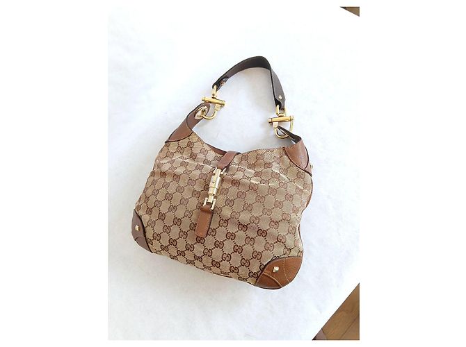 Borsa a tracolla Gucci Jackie Monogram Marrone e Pelle - vista 5