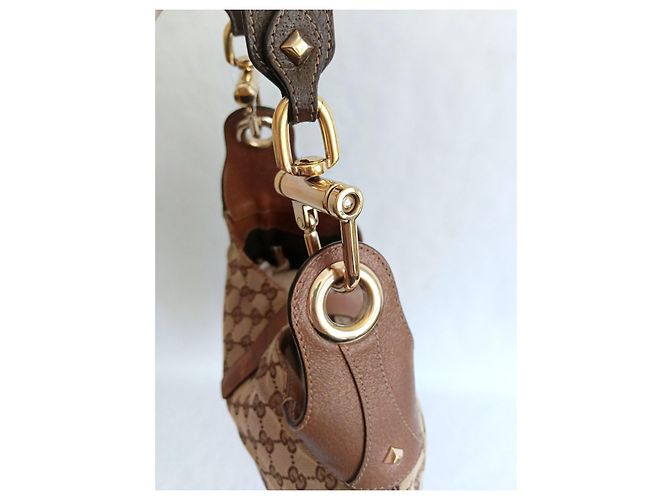 Borsa a tracolla Gucci Jackie Monogram Marrone e Pelle - vista 7