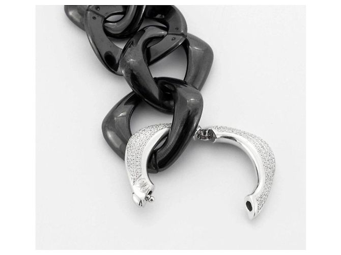 Victoria Casal Bracciale a Catena in Ceramica Nera e Diamanti - vista 2