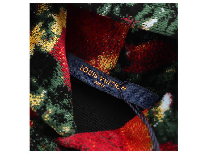 Felpa LOUIS VUITTON Poppys Virgil Abloh Velluto XS Nero Rosso LV Auth 182323SM - vista 10