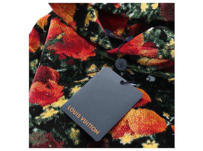 Felpa LOUIS VUITTON Poppys Virgil Abloh Velluto XS Nero Rosso LV Auth 182323SM - vista 9