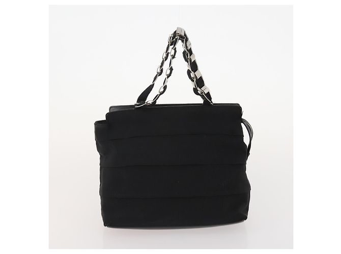 Borsa Salvatore Ferragamo in nylon e pelle vernice 2 set nero Auth BA13155 - vista 10